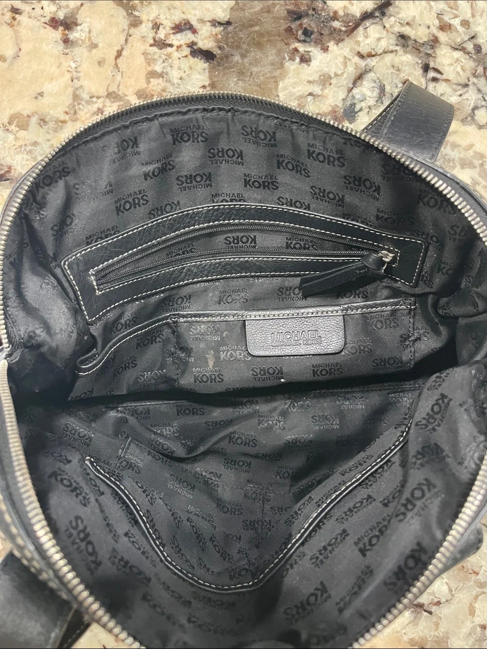 Michael Kors Brown and Black MK Logo Shoulder Bag
